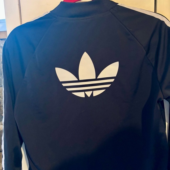 Adidas Black Track Jacket with White Stripes - Picture 5 of 15
